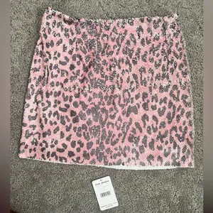 Free People Pink Leopard Print Sequin Mini Skirt thumbnail 5