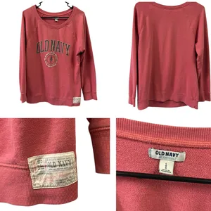 Vintage Cotton Blend Mauve Old Navy Scoop Neck French Terry Sweatshirt Large thumbnail 3