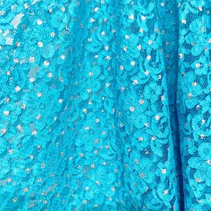 Body Wrappers Worship Overlay Asymmetrical Lace Skirt M Sparkly Turquoise Lyrical Praise thumbnail 3