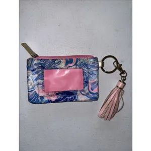 Lily Pulitzer ID Case Keychain wallet travel Hot Pink & Blue thumbnail 2