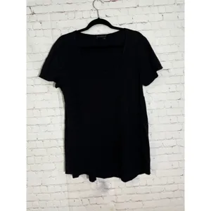 Fresh Produce Luna Top Black Cotton Slub Scoop Neck Tee XXL 22072 Made in USA‎ thumbnail 2