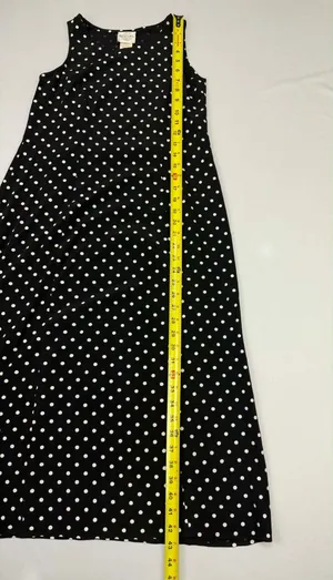 TR Bentley Vintage 90s Black & White Polka Dot Sleeveless Maxi Dress thumbnail 10