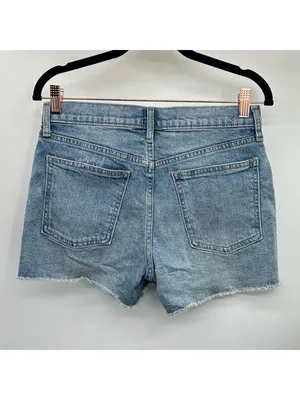 Gap 3" Medium Wash Raw Hem Jean Shorts thumbnail 2