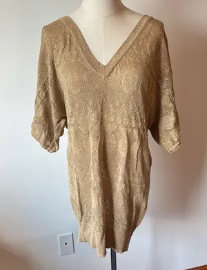 Motherhood Cream Tan Boxy 3/4 Sleeve Blouse thumbnail 1