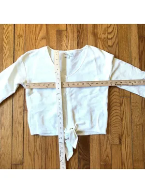 Madewell Texture & Thread EUC Women's Ivory Cream Tie Front Top Size S thumbnail 3