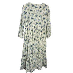 Sweet Baby Jamie Ivory Floral Print Tiered 3/4 Sleeve Midi Dress Size XL thumbnail 11