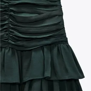 NWT Womens Zara Emerald Green Ruched Emerald Green Mini Skirt - Sz XS thumbnail 5