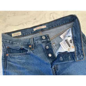 Levi's Wedgie Straight Mid Rise Distressed Blue Denim Jeans Med Wash Women 27x26 thumbnail 3