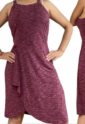 Maeve Anthropologie Asymmetrical Knit Dress Medium Maroon Boho Artsy Comfy thumbnail 1
