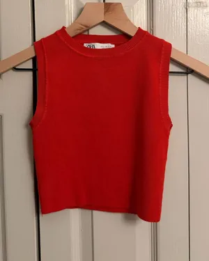 ZARA Red Crop Top Tank thumbnail 1