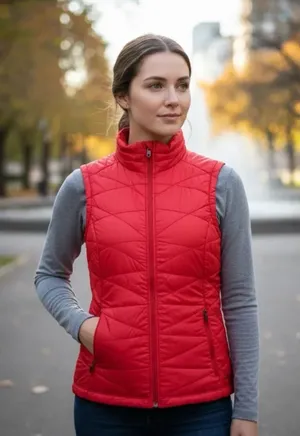 Columbia Omni Heat Vest Womens Red Polyester Full Zip Quilted Lined Small thumbnail 1
