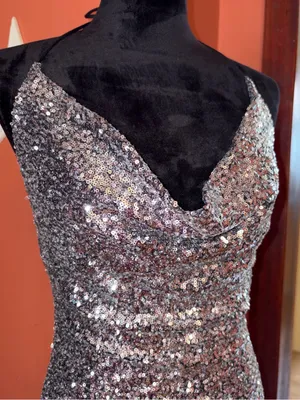 AKIRA Chicago Red Label Sequin Cowl Neck Sheath Dress thumbnail 2