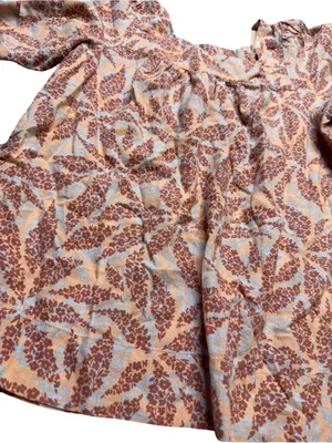 ✨🌸 ECOTHREADS Linen Blend Puff Sleeve Floral Peasant‎ Top Medium 🌸✨ thumbnail 3