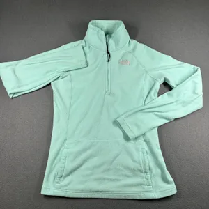 The North Face Pullover‎ Womens Small Green Fleece 1/4 Zip Mock Neck Lightweight thumbnail 1