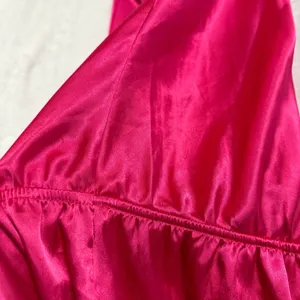 Victoria's Secret M Pink Black Lace Trim Satin Romper Sleep Teddy Lingerie Glam thumbnail 7