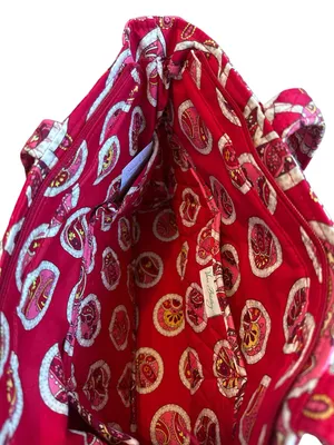 Vera Bradley Mandy Quilted Tote Bag Pink Red Rosy Posies Travel City Casual thumbnail 2