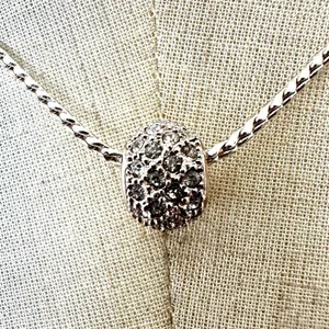 Silver tone rhinestone bead necklace thumbnail 2