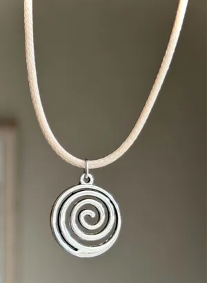 Handmade spiral swirl uzumaki funky boho grunge style necklace🌀 thumbnail 1