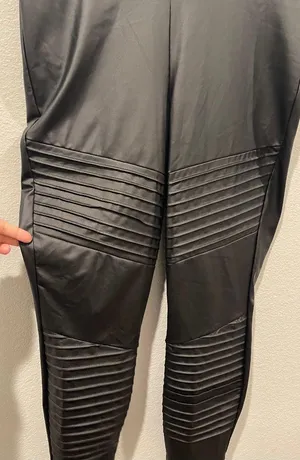 Black Faux Leather Moto Leggings thumbnail 6