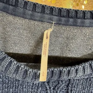 Free People Navy Blue Sweetness Sweatshirt Cropped Knit Slouchy Large thumbnail 5