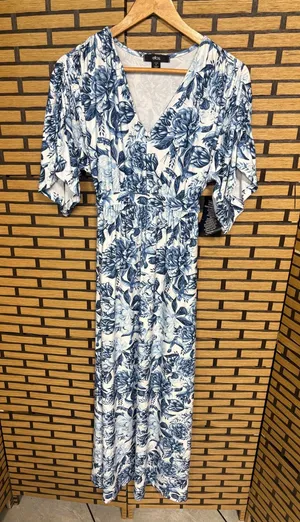 Ellos White And blue floral maxi dress Size 14/16 thumbnail 1