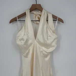 Lulus Ivory‎ Halter Maxi Dress Formal Gown Sleeveless Evening Party Size S thumbnail 5