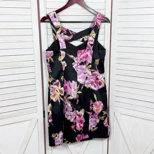 Cache Abstract Floral Cage Front Sleeveless Sheath Dress Black‎ Pink 12 thumbnail 9