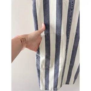 Vince Camuto Blue White Striped Denim Overall Pinafore Dress Size XS Preppy thumbnail 5