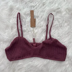 Skims Sheer Knit Bralette Beet Size Large thumbnail 2