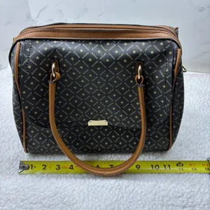 Bosalina y2k monogram bowler satchel bag Black/Tan classic print preppy casual thumbnail 2
