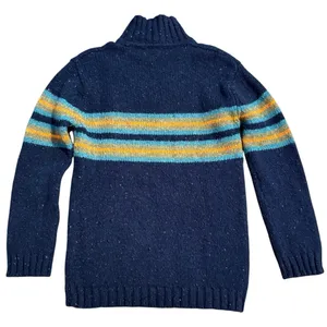 VTG J. CREW 100% Shetland Wool Black Stripe Mock Neck Sweater - Size S thumbnail 3
