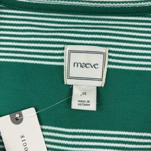 Maeve Tank Top Womens XS Green Striped V-Neck Sleeveless Knit Anthropologie thumbnail 2