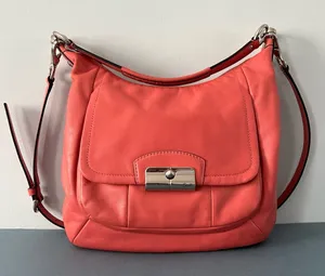 Coach Kirstin Coral Salmon Pink Leather Hobo Shoulder Bag‎ thumbnail 1