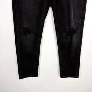 American Eagle Mom Straight Jean Washed Black Denim High Rise Size 2 Regular thumbnail 4