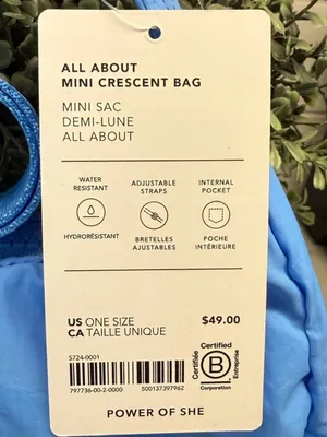 Athleta All About Mini Crescent Bag Blue Like new! thumbnail 5