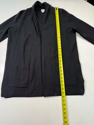 J. Crew 100% Cotton Black Open-Front Knit Cardigan thumbnail 3