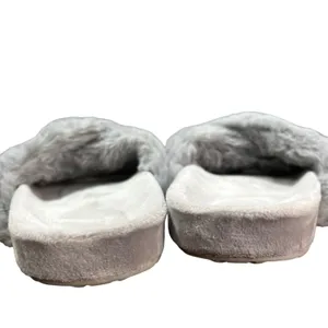 Fitory Slippers Womens Size 7 Gray Cross Band Plush Slip On Slides Cozy‎ Casual thumbnail 8