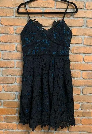 Romeo + Juliet Lace Dress Womens Size Medium Black Atlantic Green Party Cocktail thumbnail 1