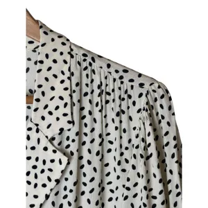 MNG Mango Jumpsuit Women Medium Cream Black Dot NWOT Wide Leg Pocket Preppy thumbnail 7