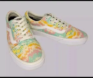 Vans Women 8 Psychedelic Tie Dye Pastel Old Skool Low Shoes Sneakers 500714 thumbnail 2