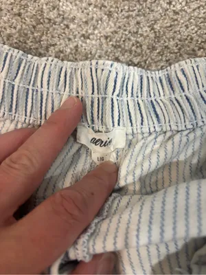 Aerie Blue & White Striped Chambray Casual Shorts Size Large Summer Beachy thumbnail 9