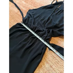 Candie’s Black Halter Wide Leg Jumpsuit XL NWT Tie Waist Culotte Cropped Romper thumbnail 6