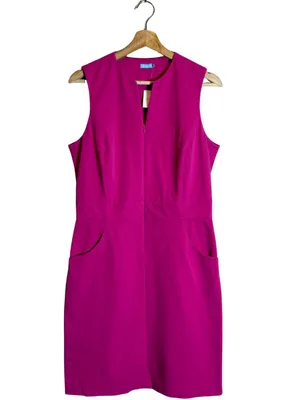 J. McLaughlin Hudson Front Zip Bi-Stretch Sheath Dress Women's 8 Pink Formal NWT thumbnail 3