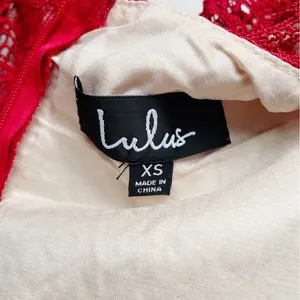 NWT Lulus Amore Dress Size XS Red Crochet Lace Midi Wedding Guest Cocktail Date thumbnail 10