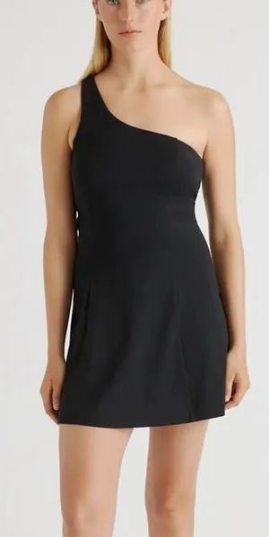 Quince Ultra-Form One-Shoulder Active Exercise Dress Black Sz Small Bra thumbnail 1