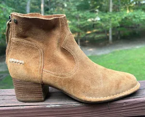 UGG Women's Bandara Suede Ankle Brown Zip Block Heel Boots/Bootie/Shoes|Size:9.5 thumbnail 3