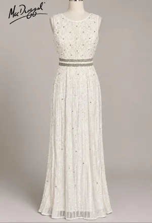Mac Duggal Ivory Sequin Beaded Formal Maxi Dress Size 6 NWT thumbnail 10