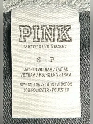 PINK Size S Bling V-Neck Vintage Long Sleeve Varsity Tee thumbnail 2