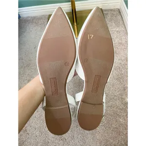New Seychelles Memory Foam Footbed Pointed Toe Linen Strap Flats Size 10M Cream thumbnail 7
