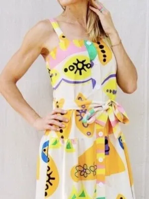 Zara Cotton Printed Dress With Belt Size XS thumbnail 2